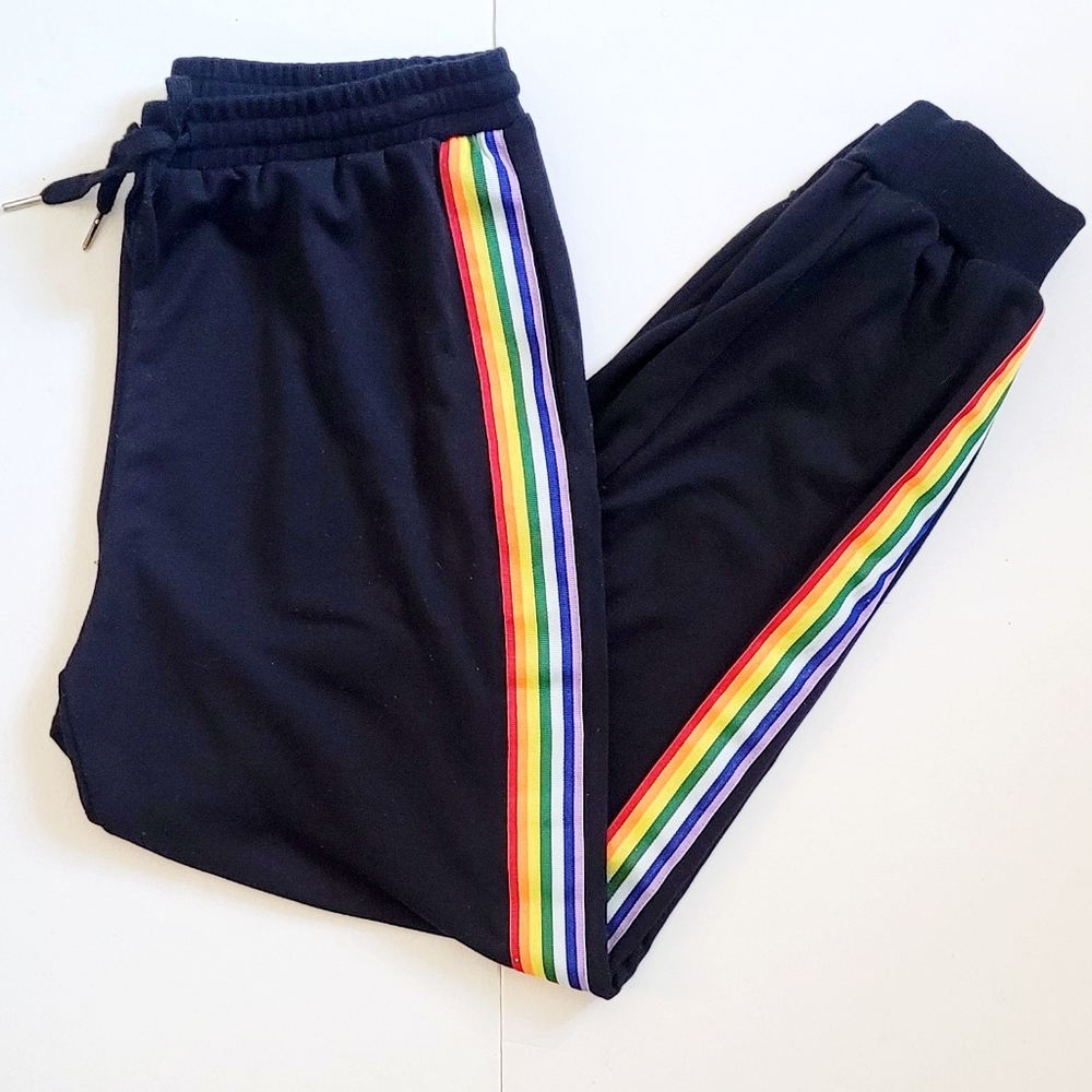 Rainbow Black Joggers